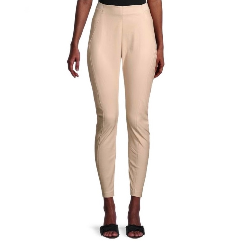 NWT 🏷 ELIE TAHARI Panelled Faux Leather Cropped Pants | Sz M